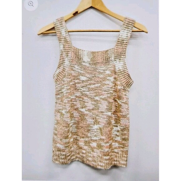 NWT Ann Taylor Sleevless Top Womens Medium Pink Beige Knit New - Picture 2 of 7